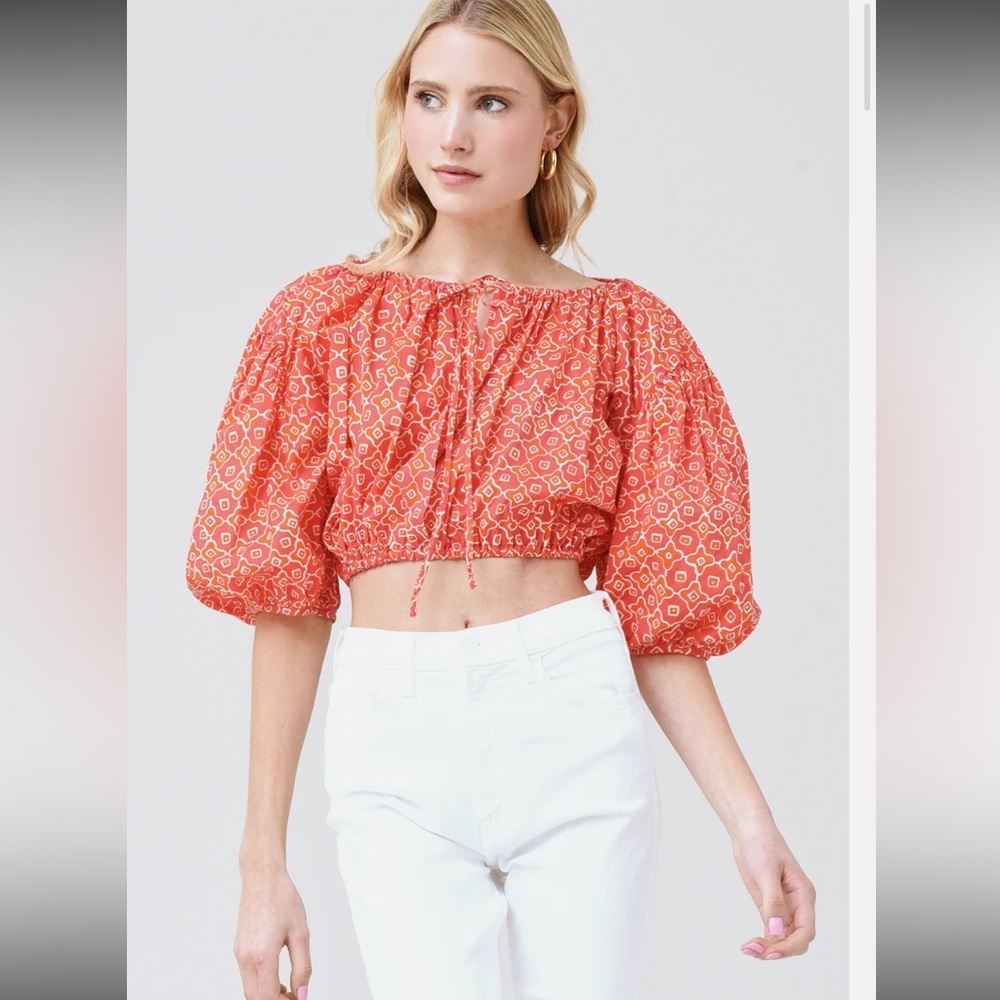 NEW CIAO‎ LUCIA Women's Octavia Top Sz XS in color orange /white
